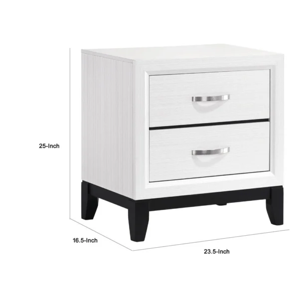 BM335853_4_befb0d90-e50c-4088-99a5-b1d02b8310dd Ameya Nightstand, 2 Drawers w Chrome Handles, White and Black, 25 Inch