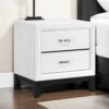 BM335853_5 Ameya Nightstand, 2 Drawers w Chrome Handles, White and Black, 25 Inch