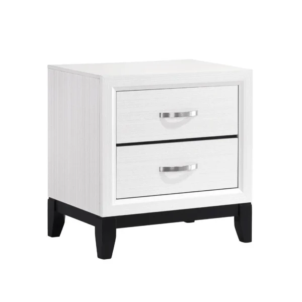 BM335853_6a0e0a62-13d7-406d-85a9-04b8d97e74f4 Ameya Nightstand, 2 Drawers w Chrome Handles, White and Black, 25 Inch