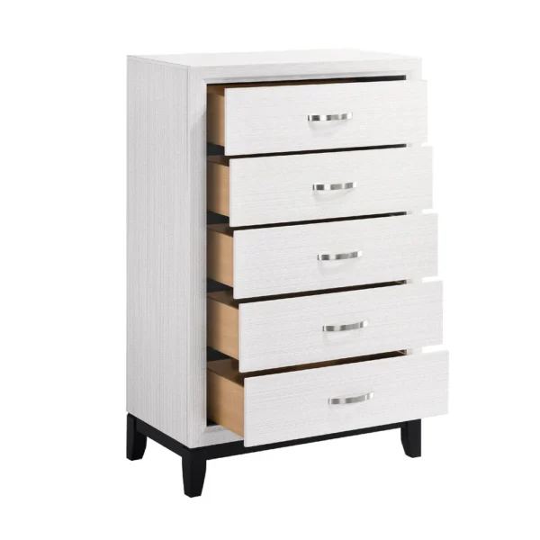 BM335855_1_ea75836f-7e27-408e-a673-0a92ea0b6b6b Ameya Tall Dresser Chest, 5 Drawers w Chrome Handles, White and Black