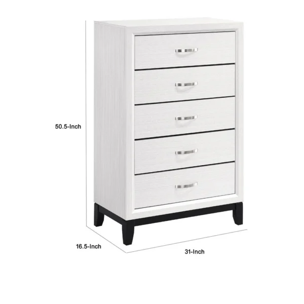 BM335855_4_2baac793-dea0-411e-bc2f-525f193e46f2 Ameya Tall Dresser Chest, 5 Drawers w Chrome Handles, White and Black