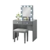 Hudi Makeup Vanity and Stool Set, 10 Lights, USB Power Outlet, Gray