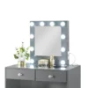 Hudi Makeup Vanity and Stool Set, 10 Lights, USB Power Outlet, Gray