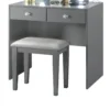 Hudi Makeup Vanity and Stool Set, 10 Lights, USB Power Outlet, Gray