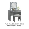 Hudi Makeup Vanity and Stool Set, 10 Lights, USB Power Outlet, Gray