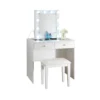 Hudi Makeup Vanity and Stool Set, 10 Lights, USB Power Outlet, White