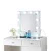 Hudi Makeup Vanity and Stool Set, 10 Lights, USB Power Outlet, White