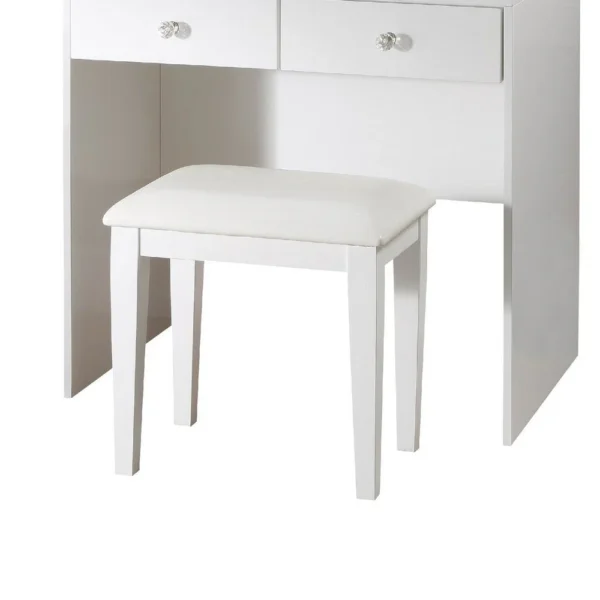 Hudi Makeup Vanity and Stool Set, 10 Lights, USB Power Outlet, White