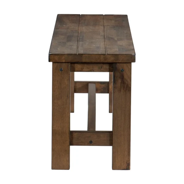 Rick Dining Bench, 52 Inch Transitional Natural Brown Rubberwood