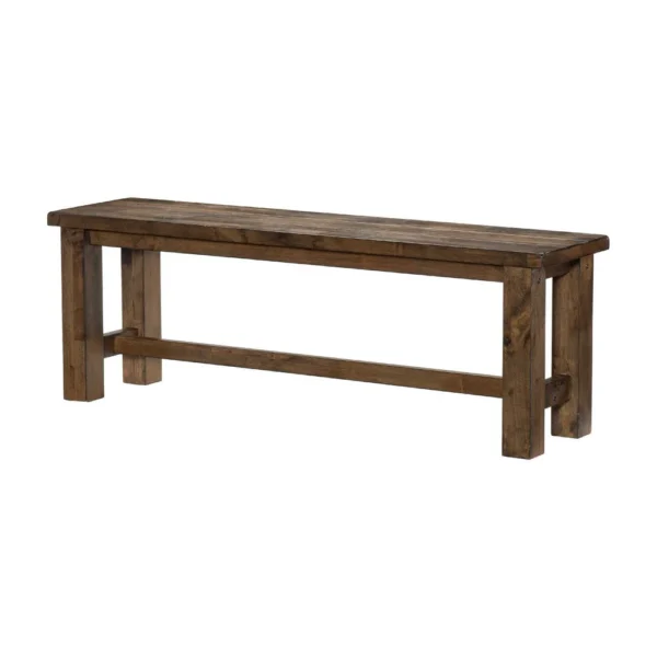 Rick Dining Bench, 52 Inch Transitional Natural Brown Rubberwood