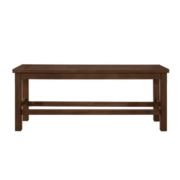 Lsy Counter Height Dining Bench, 64 Inch Dark Brown Wood Frame