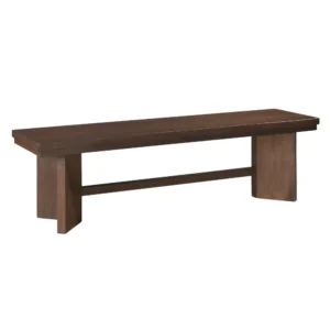 Bloi Dining Bench, X Shaped Trestle Base, 59 Inch, Brown Wood Frame