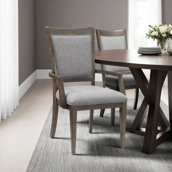 BM335879_5 Koa Dining Armchair Set of 2, Padded Seat and Back, Driftwood Brown