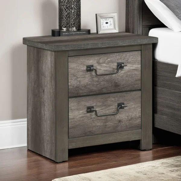 BM335910_5 Nemy Nightstand, 2 Drawers, Gray Melamine Laminate, Drop Handles