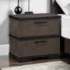 BM335913_5 Acy Nightstand, 2 Drawers, Brownish Gray and Black Wood, Bar Handles