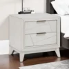 BM335919_5 Zine Nightstand, 2 Drawers, Antique White Oak Wood, Flat Black Handles