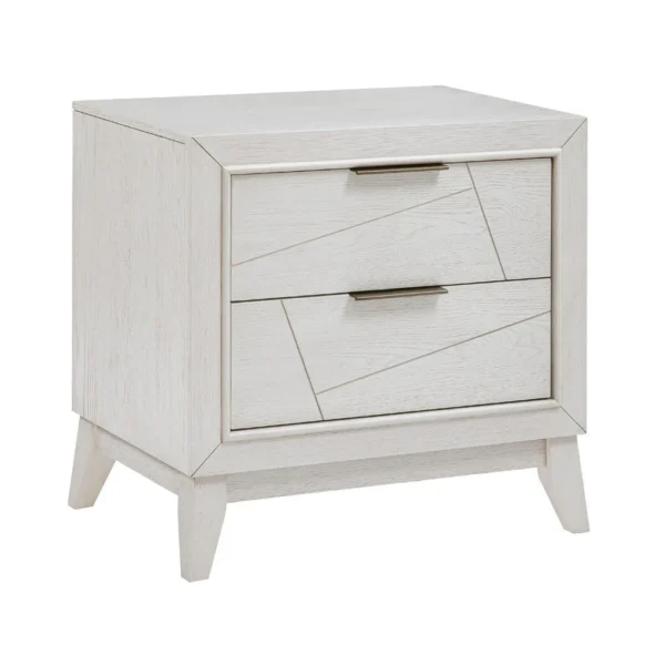 BM335919_9a9c670f-a5bb-48a7-af74-a6e32fed6467 Zine Nightstand, 2 Drawers, Antique White Oak Wood, Flat Black Handles