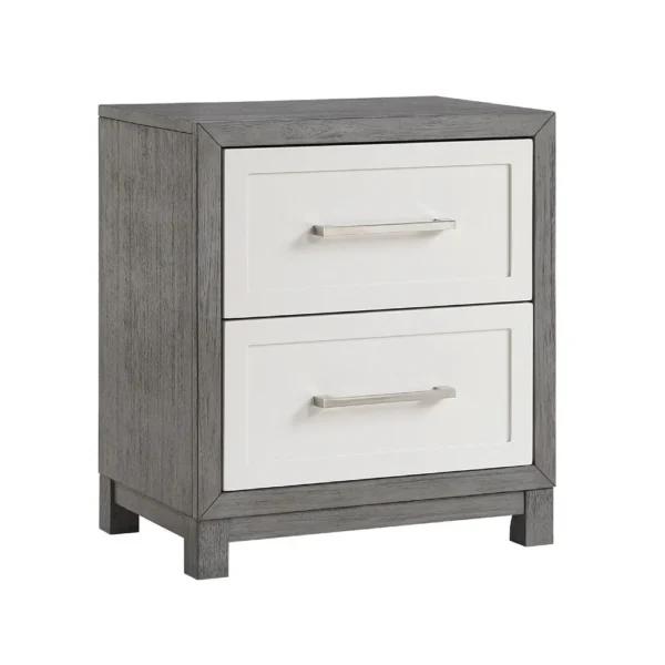 BM335922_c15d6cbc-7810-49cb-8d43-a3b482b63b09 Rowy Nightstand, 2 Drawer Polished Bar Handles, Ivory and Gray Veneer