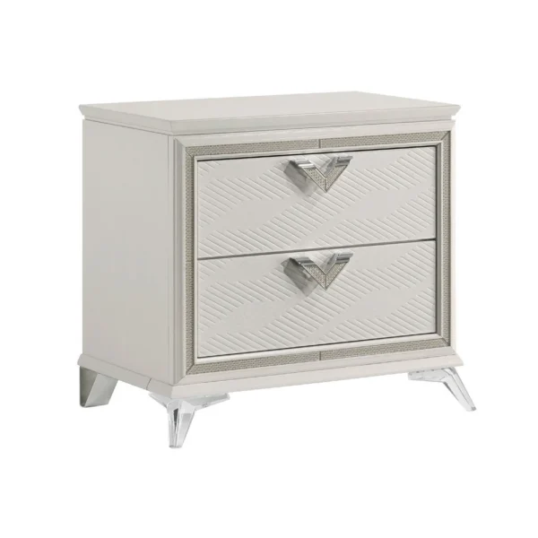 BM335928_5c15250c-1fcd-4061-aa58-f67bc3d05f9c Dery Nightstand, 2 Drawers Chrome Triangle Handles, Gold White Wood