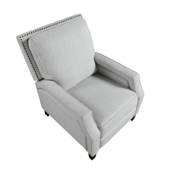 Berry Manual Push Back Recliner Chair, Gray Chenille Nailhead Trim