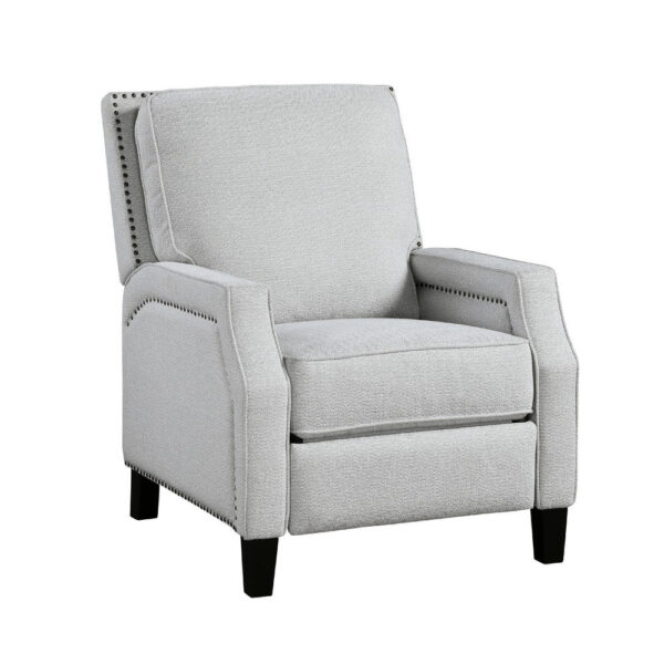 Berry Manual Push Back Recliner Chair, Gray Chenille Nailhead Trim
