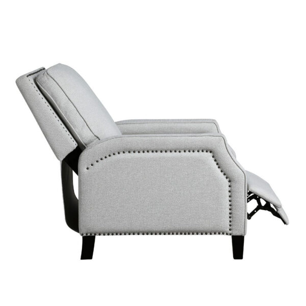 Berry Manual Push Back Recliner Chair, Gray Chenille Nailhead Trim