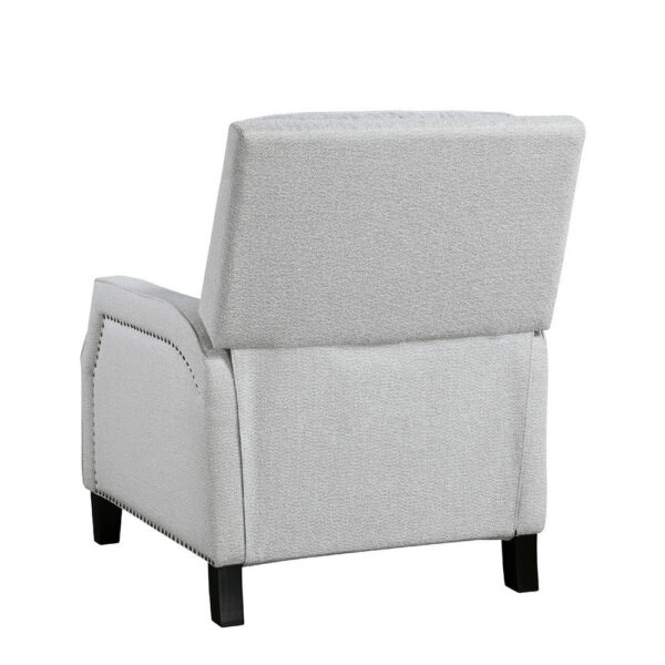 Berry Manual Push Back Recliner Chair, Gray Chenille Nailhead Trim