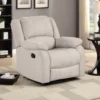 Chris Manual Pull Tab Recliner Chair, Tufted Oatmeal Beige Polyester