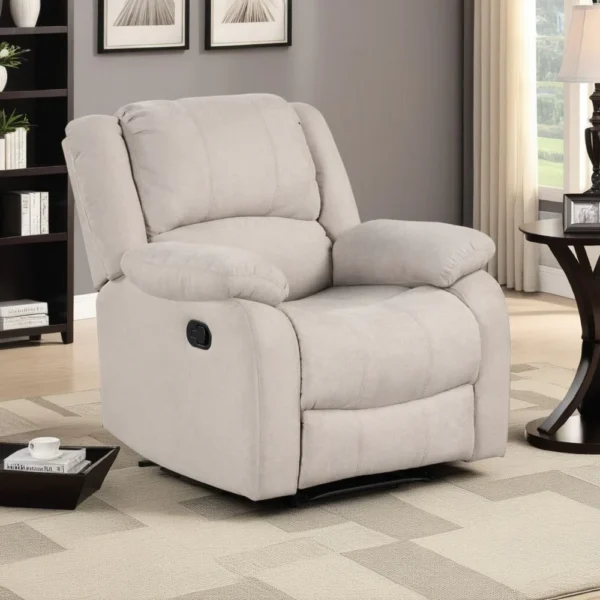 Chris Manual Pull Tab Recliner Chair, Tufted Oatmeal Beige Polyester