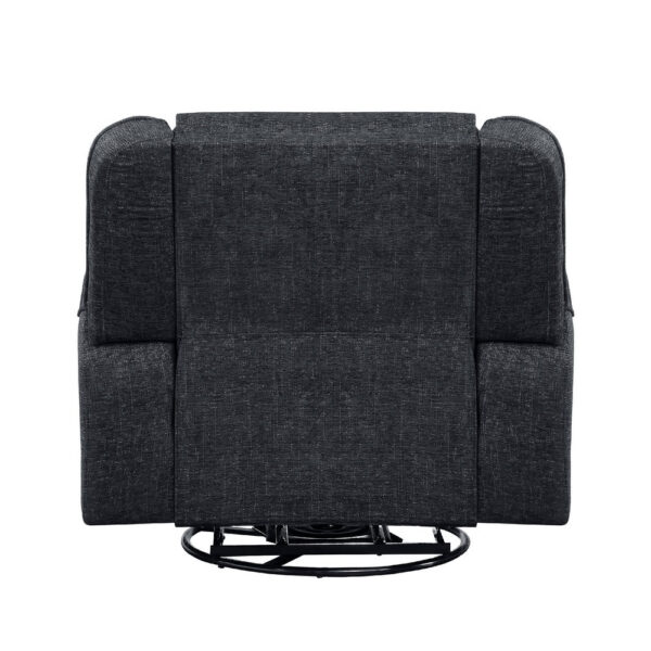 BM335937_3_6e5d8974-0b68-4e2e-bbbd-9cd3015f4057 Ruma Swivel Manual Reclining Chair w Tab Pull, Ebony Black Chenille
