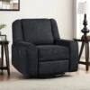 BM335937_5 Ruma Swivel Manual Reclining Chair w Tab Pull, Ebony Black Chenille