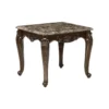 Hesar Side End Table, 28 Inch Marble, Cherry Brown Wood Cabriole Legs