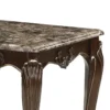 Hesar Side End Table, 28 Inch Marble, Cherry Brown Wood Cabriole Legs