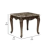 Hesar Side End Table, 28 Inch Marble, Cherry Brown Wood Cabriole Legs