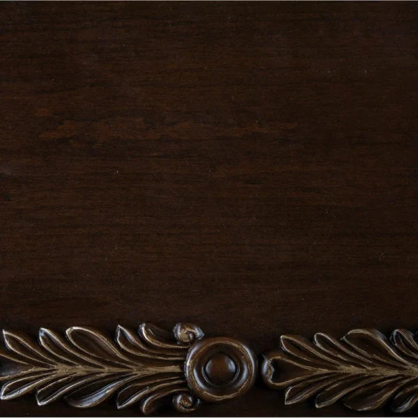 Hesar Sofa Console Table, 53 Inch Marble, Cherry Brown Wood, Cabriole