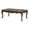 Hesar Coffee Table, 51 Inch Marble Top, Cherry Brown, Cabriole Legs