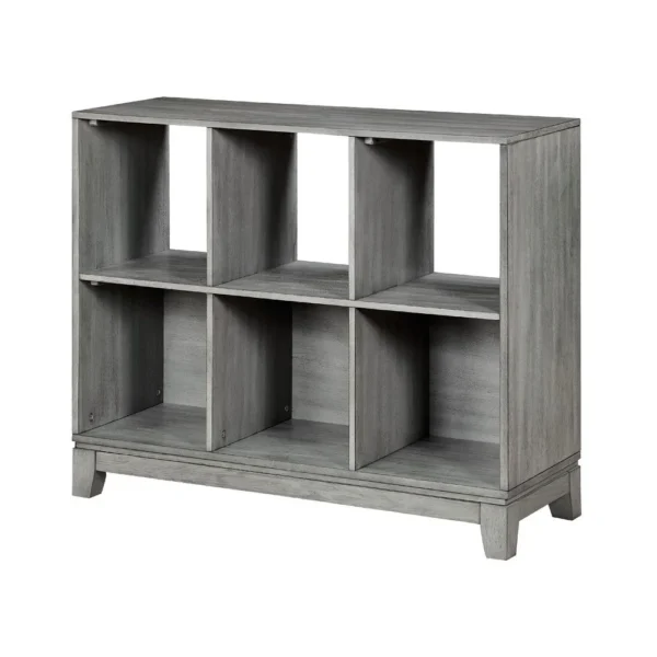 BM335960_1_fb224a59-3999-4978-bfc7-9cd843a35b03 Thiem Cubby Bookcase, 6 Cube Style Shelves, Rustic Gray Veneer 40 Inch