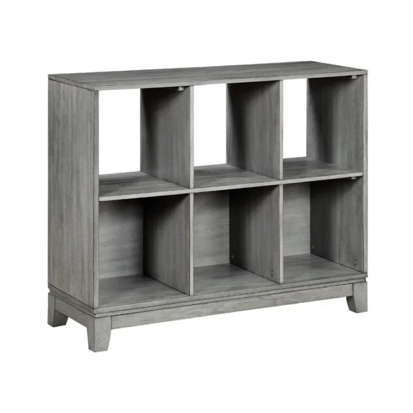 BM335960_633f2362-388e-43c5-b73f-34db348d1f8a Thiem Cubby Bookcase, 6 Cube Style Shelves, Rustic Gray Veneer 40 Inch