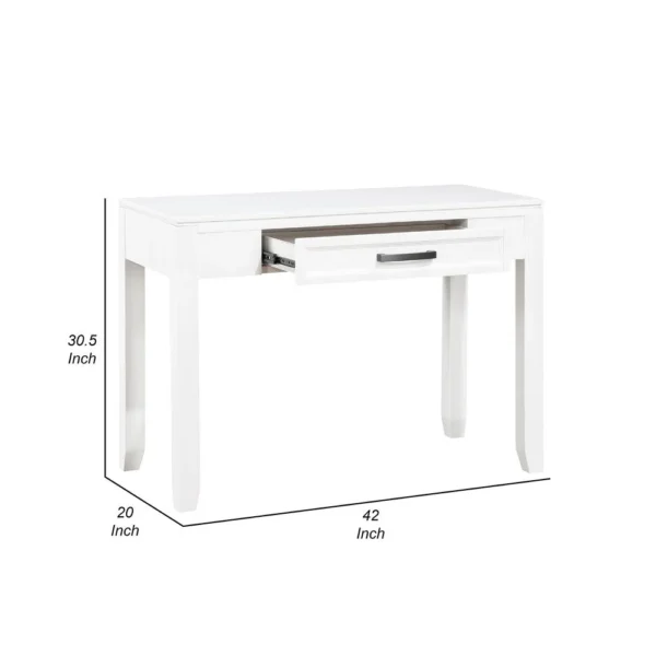 Thiem Writing Laptop Desk, 1 Drawer, White Veneer, 42 Inch
