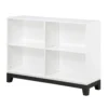 Thiem Bookcase, 4 Cube Shelves, White, Black Veneer, 43 Inch