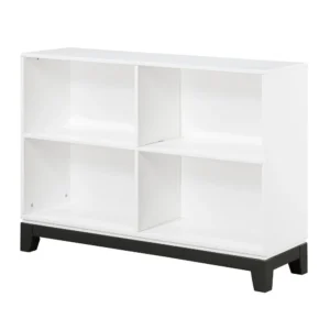 BM335962_1_405a2a00-f9b7-498b-bc0a-91f322829b99 Thiem Bookcase, 4 Cube Shelves, White, Black Veneer, 43 Inch