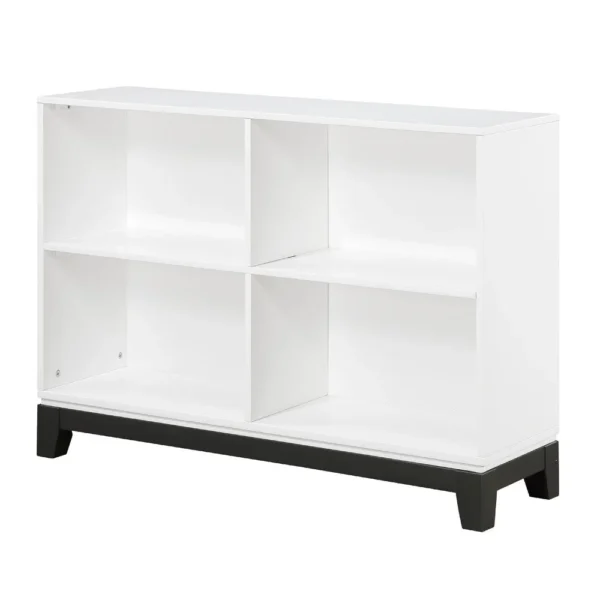 Thiem Bookcase, 4 Cube Shelves, White, Black Veneer, 43 Inch
