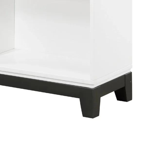 Thiem Bookcase, 4 Cube Shelves, White, Black Veneer, 43 Inch
