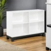 Thiem Bookcase, 4 Cube Shelves, White, Black Veneer, 43 Inch