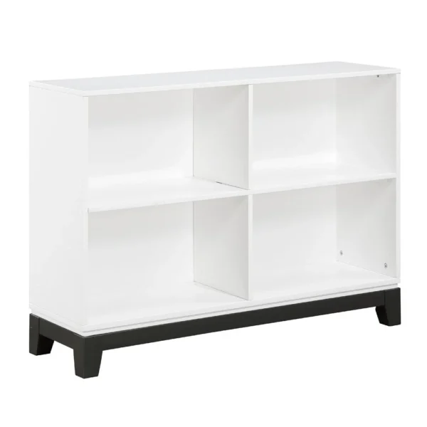 Thiem Bookcase, 4 Cube Shelves, White, Black Veneer, 43 Inch