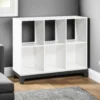 BM335963_5 Thiem Bookcase, 6 Cubby Style Shelves, White, Black Veneer, 40 Inch