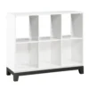 BM335963_5311d5ec-8eb7-46cd-9316-3008bda171e6 Thiem Bookcase, 6 Cubby Style Shelves, White, Black Veneer, 40 Inch