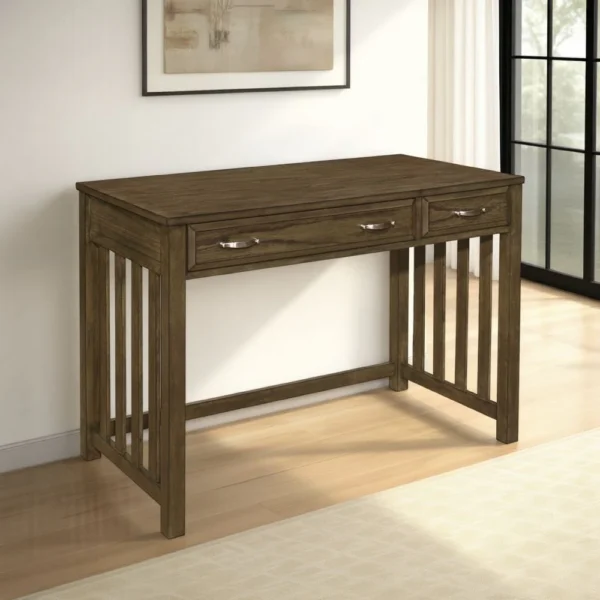 BM335964_5 Belinda Writing Computer Desk, 2 Drawers, Rustic Brown Veneer, 44 Inch