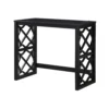 Syna 3 Piece Nesting Desk and Stool Set, Black Wood, Gray Polyester