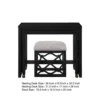 Syna 3 Piece Nesting Desk and Stool Set, Black Wood, Gray Polyester